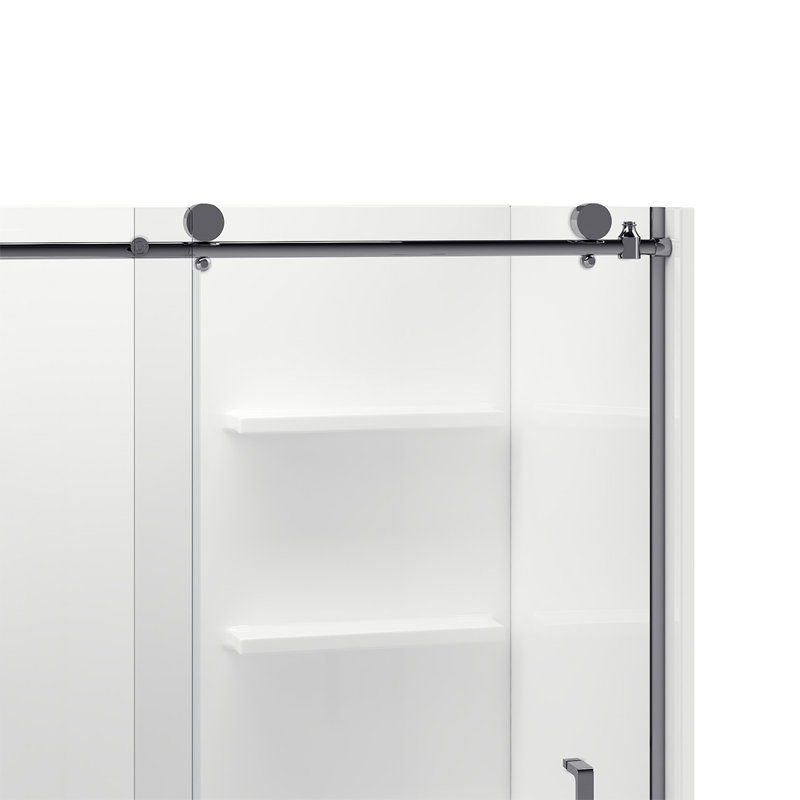Cabine de douche rectangulaire à double glissière H 32,7 po x L 78,7 po, Chrome