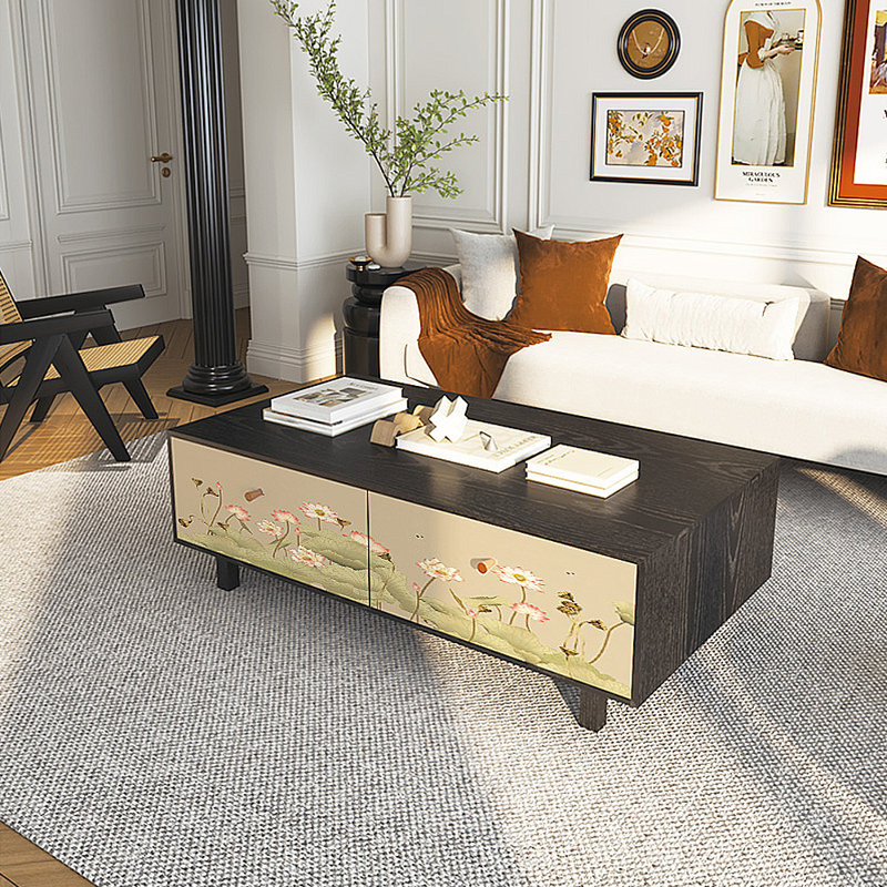 Table basse à motif rétro français, Noir