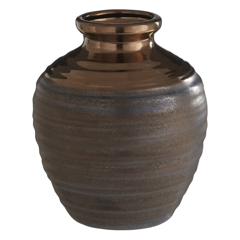 Szeto Ceramic Table Vase, Copper, 20cm H x 17cm W x 17cm D