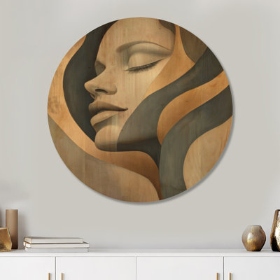 Golden Repose Portrait - mode femme, décoration murale arquée en bois