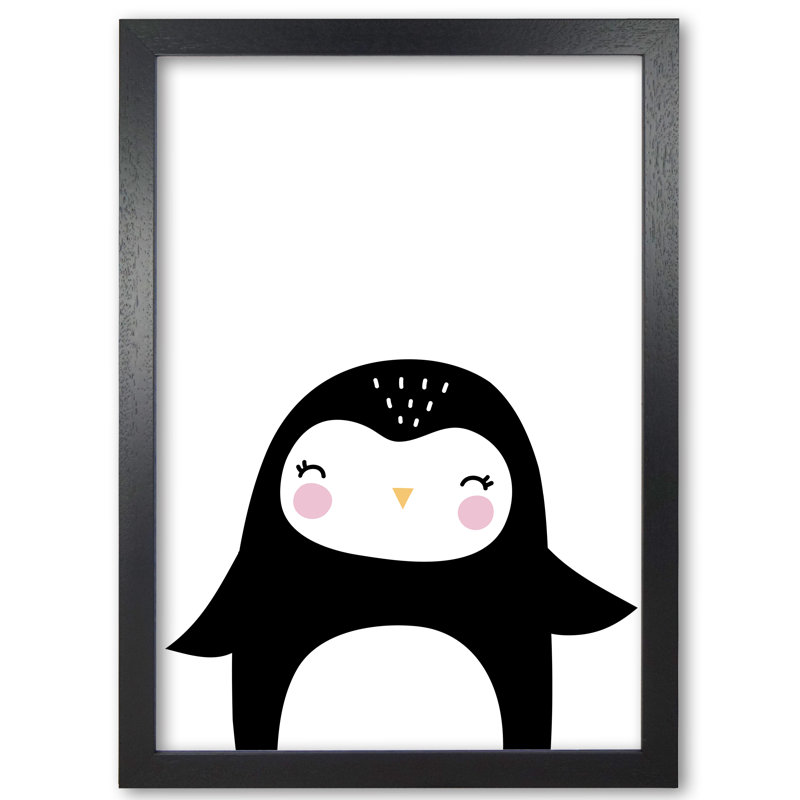 Penguin - Print, 85 cm H x 60 cm W x 5 cm D, Black Grain Frame