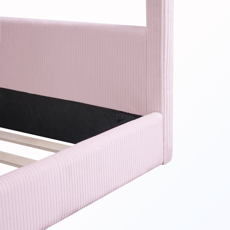 Lit tapissier double avec lumière DEL, Pink