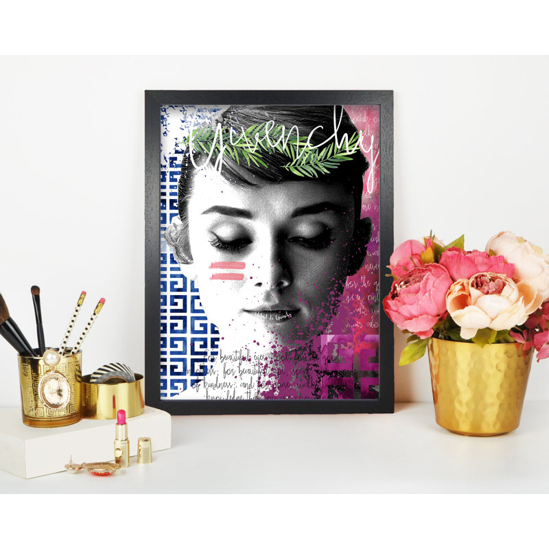 Audrey Hepburn X Givenchy - Print, 29.7 cm H x 21 cm W x 5 cm D, Black Grain
