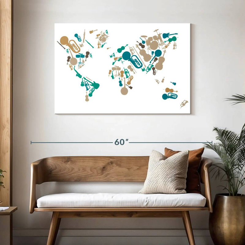 Abarca Musical World Map, 30" H x 45" W
