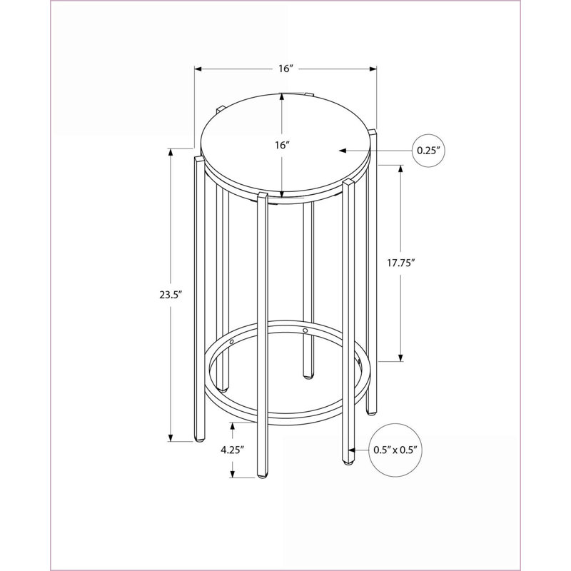 Table basse ronde 24 po H - Plateau stratifié en pierre crème & amp; Métal noir, peu encombrant, facile à nettoyer pour le salon / la chambre à coucher