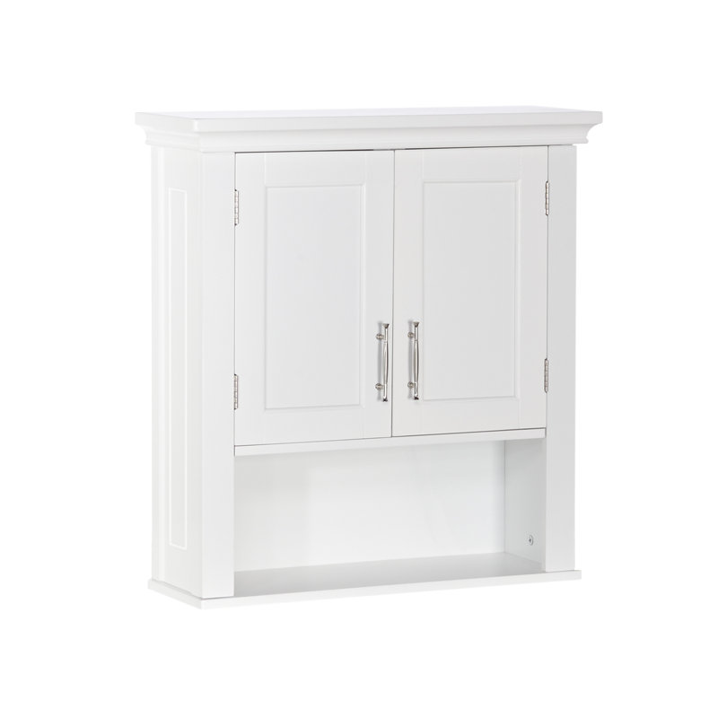 RiverRidge Somerset Two-Door Bathroom and Laundry Wall Mount Storage Medicine Cabinet with Open and Adjustable Shelf, White