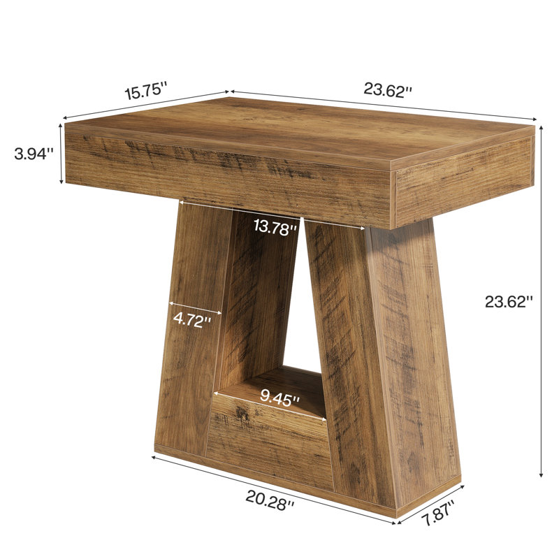 24" 2-Tier Rustic Wooden  Side End Table, Brown
