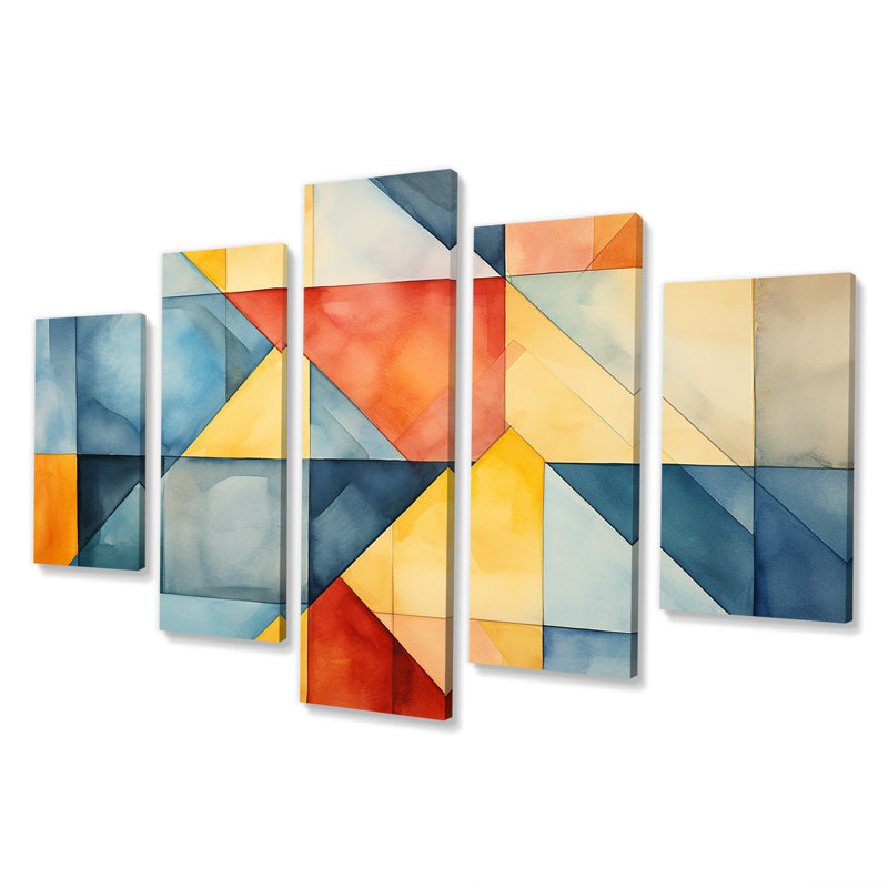 Mid-Century Pastel Color Cubes III - Abstract Geometric Multipanel Wall Art