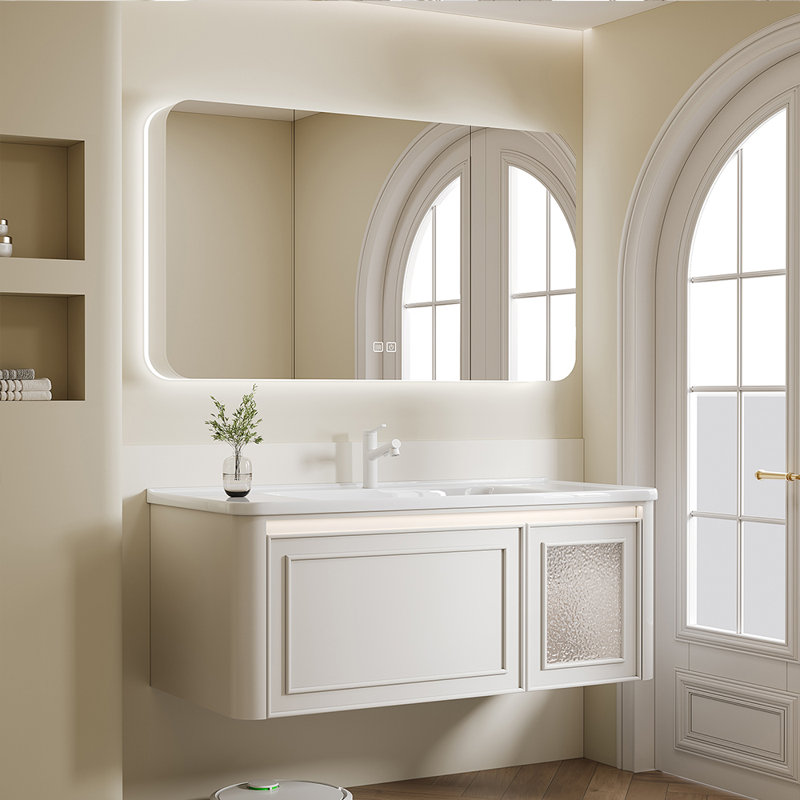 Light luxury cream style bathroom cabinet