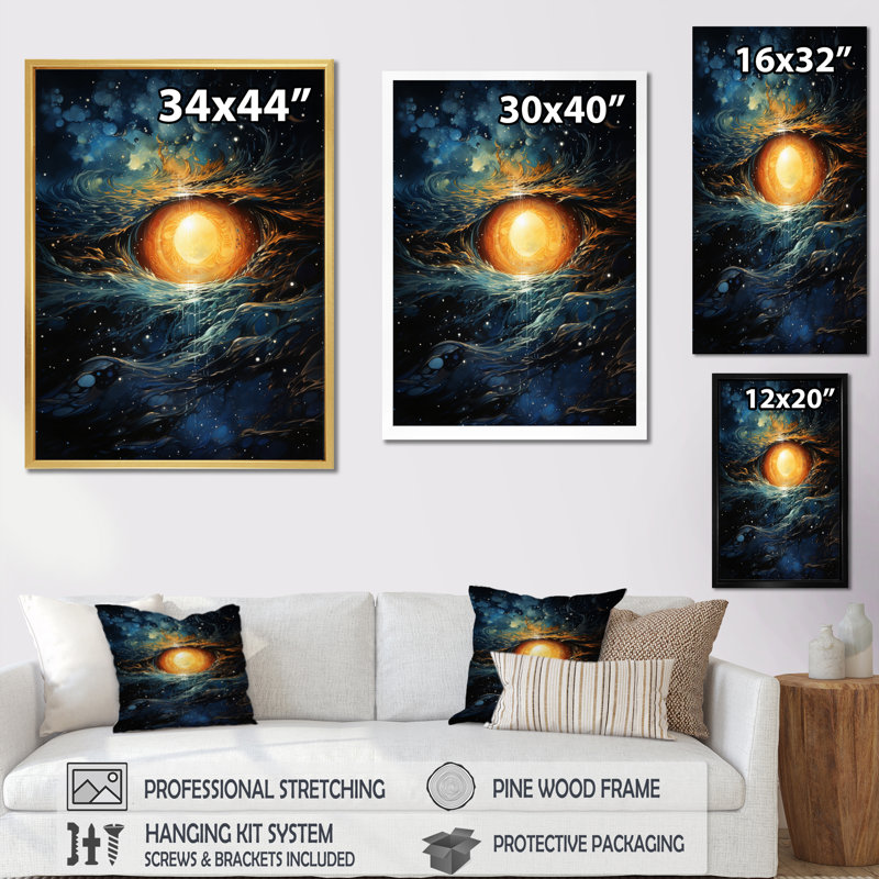 Galaxy Interstellar Eye III - Galaxies, reproduction sur toile, Cadre photo noir, H 20 po x l 12 po x P 1 po