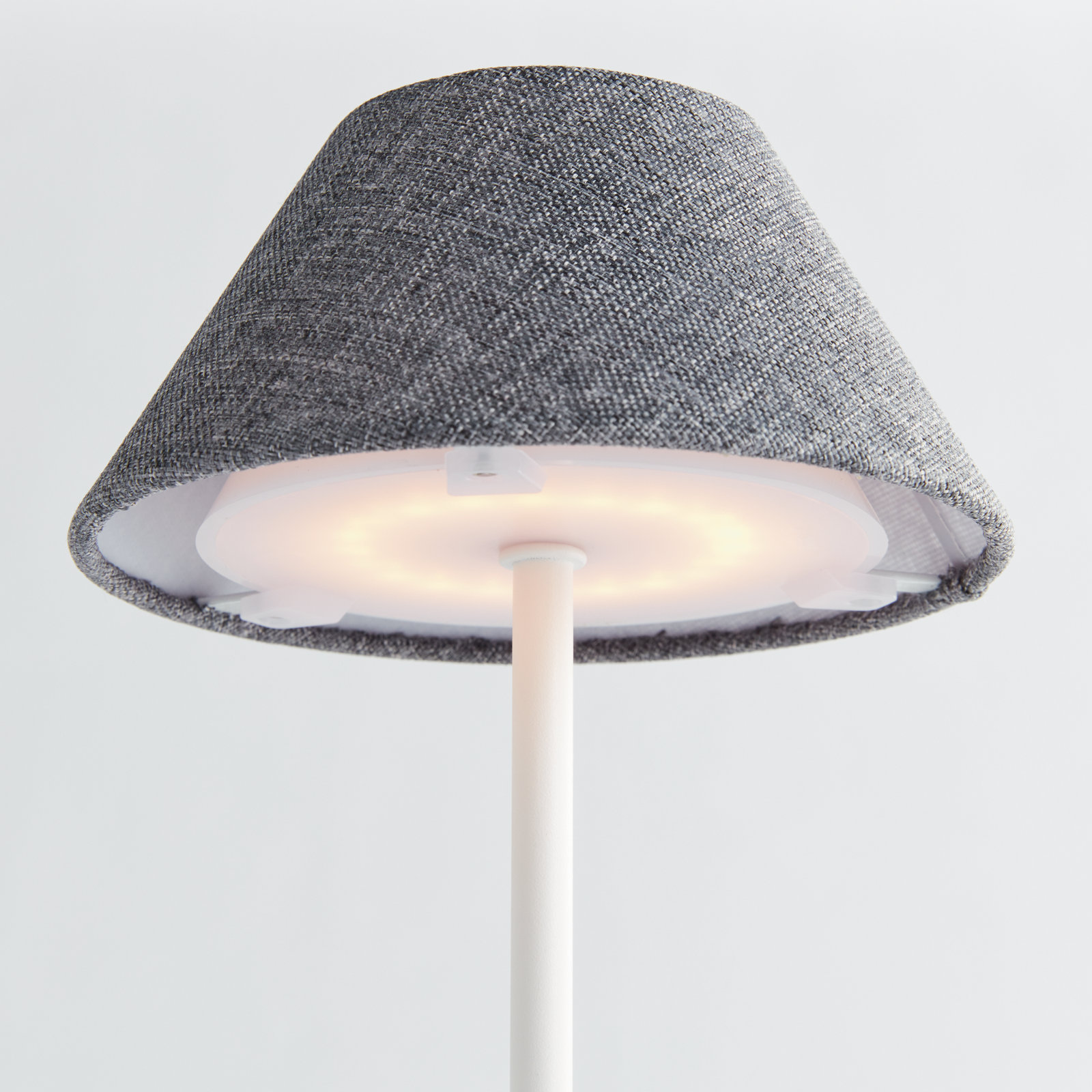 Ealey Linen Cordless Table Lamp, 14'' H x 6'' W x 6'' D, Gray, Gray