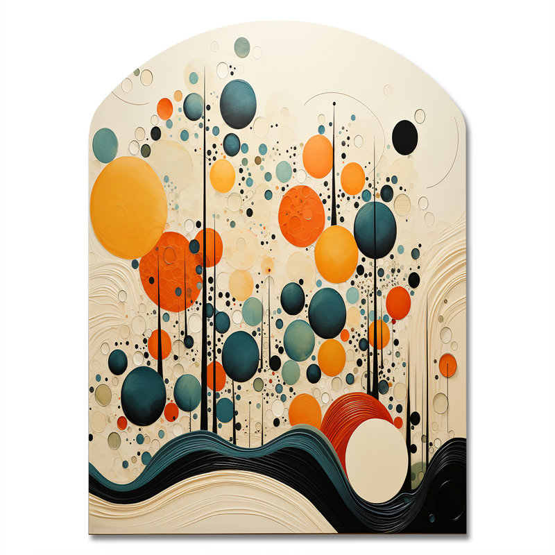 Orange Mid Century Organic Harmony II - Abstract Midcentury Arch Shape Irregular Metal Wall Decor, 34" H x 25" W