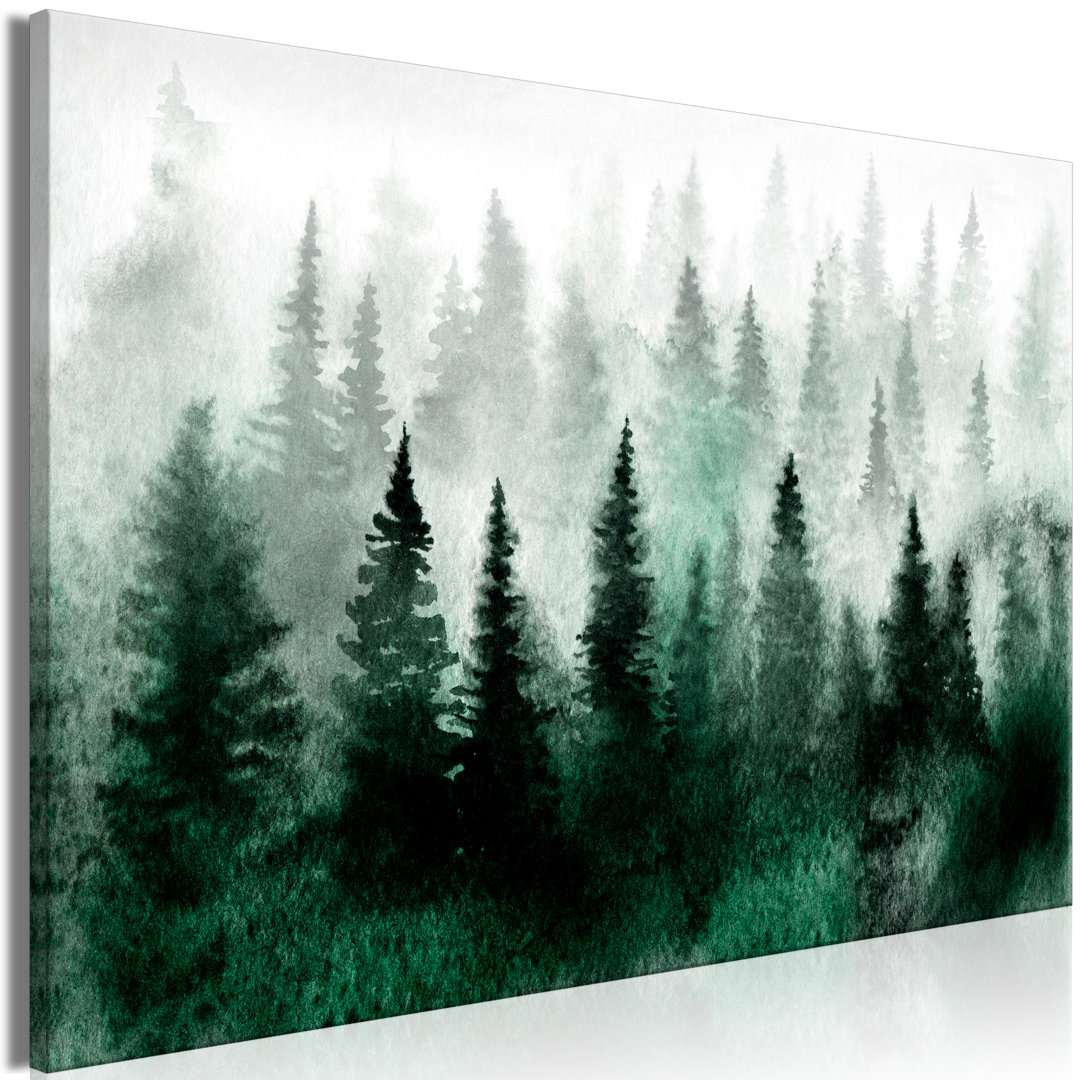 Leinwandbild Scandinavian Foggy Forest (1 Teil) Wide