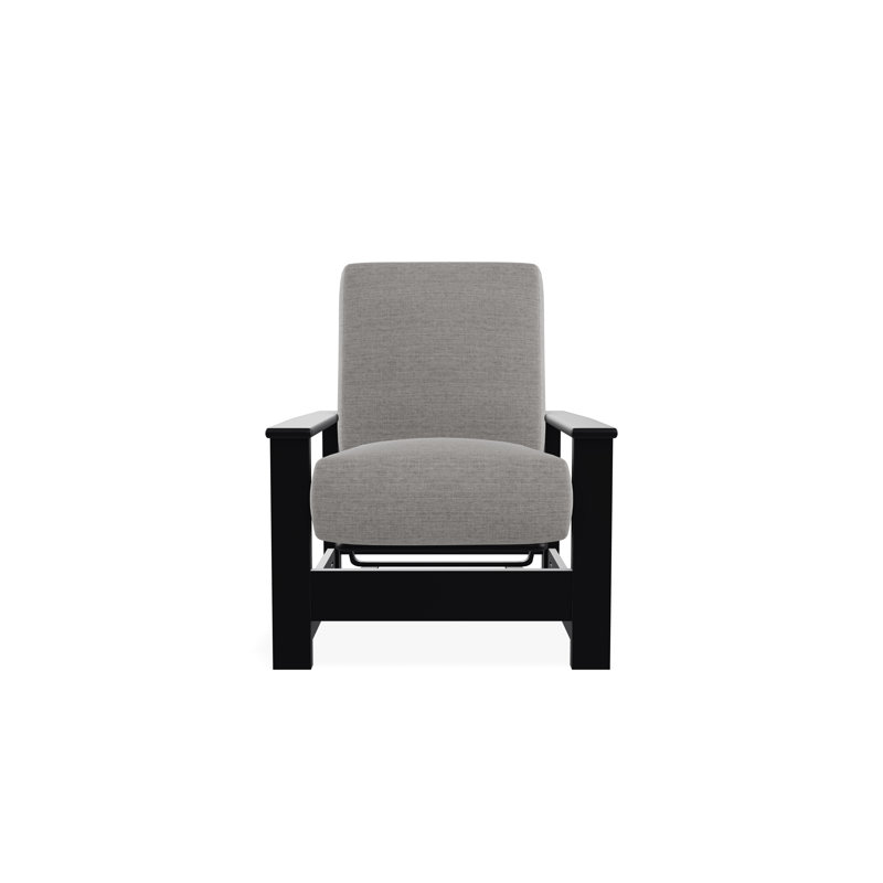 Leeward Marine Grade Polymer Deep Seating Cushion Arm Chair with Hidden Motion, Black, Canvas Granite Sunbrella® Canvas