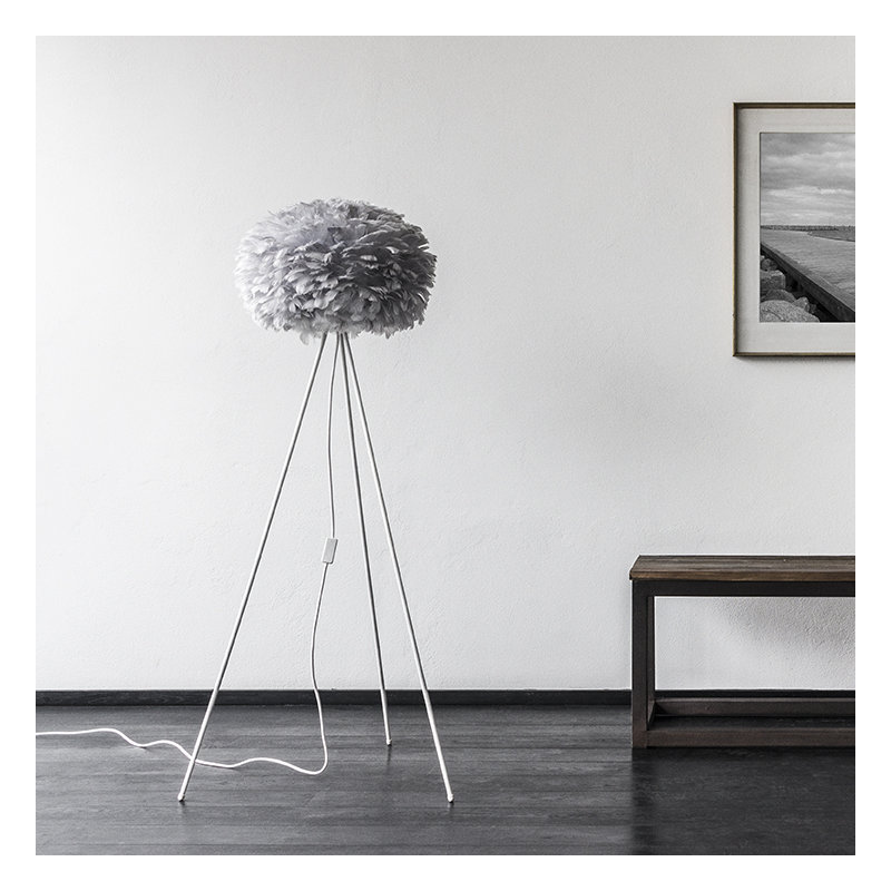 Lampe trépied 59 "Eos, Blanc, Gris, H 63 po