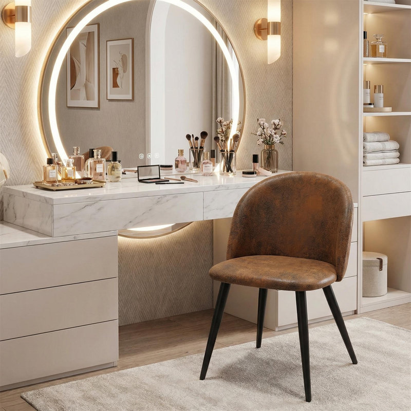 Ensemble de 4 chaises de salle à manger en suède, ensemble de chaises d'appoint de style industriel pour le salon, les pieds en métal et les sièges souples