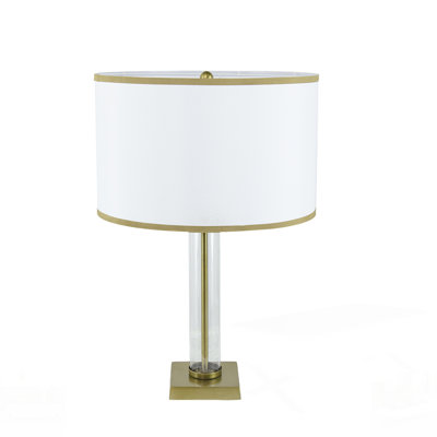 Stylish Table Lamp With Glass Cylinder, Pedestal Base, And Easy Assembly For Modern Interiors