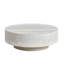 Table basse cylindrique de 35,43 pouces, table basse en fibre de verre à profil bas en faux marbre, table d'appoint minimaliste moderne pour le salon