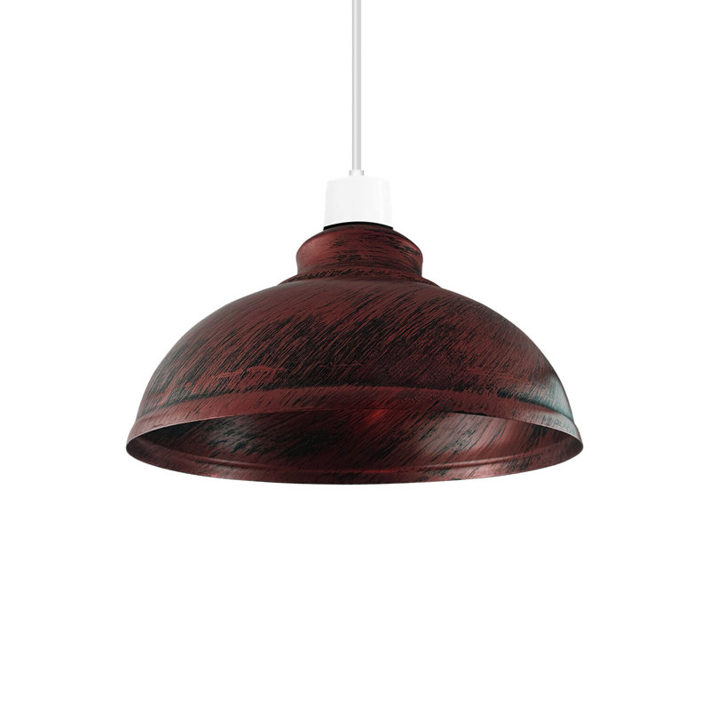 17cm H Metal Dome Lamp Shade, Rustic Red