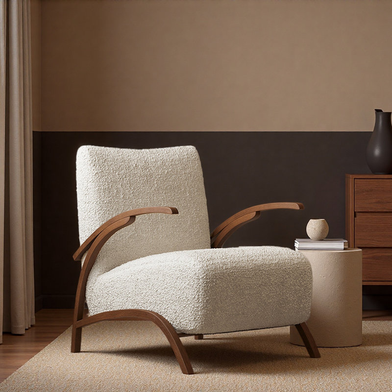 French Vintage Creamy Single Leisure Chair., White