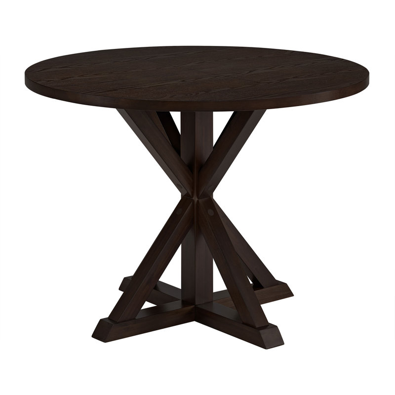 Ensemble de salle à manger de ferme avec table ronde de 40 po et 4 chaises, brun foncé