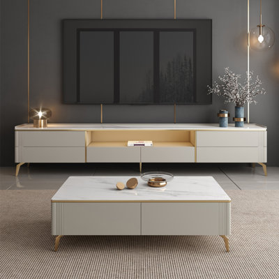 Meuble télé de luxe français jumelé à une table basse