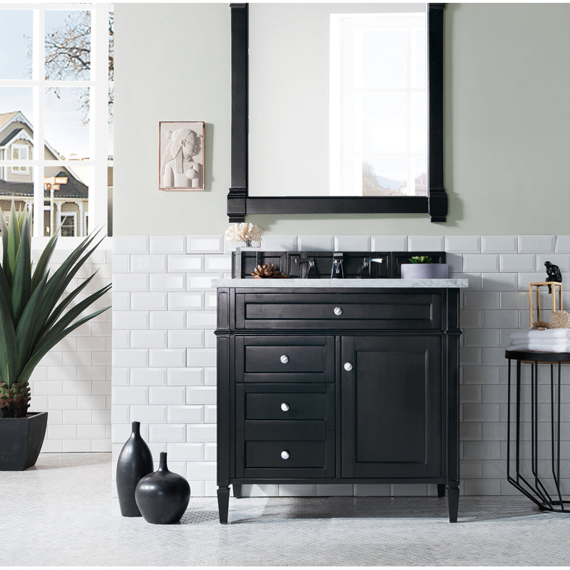 Brittany 36'' W Single Bathroom Vanity Base, Black Onyx