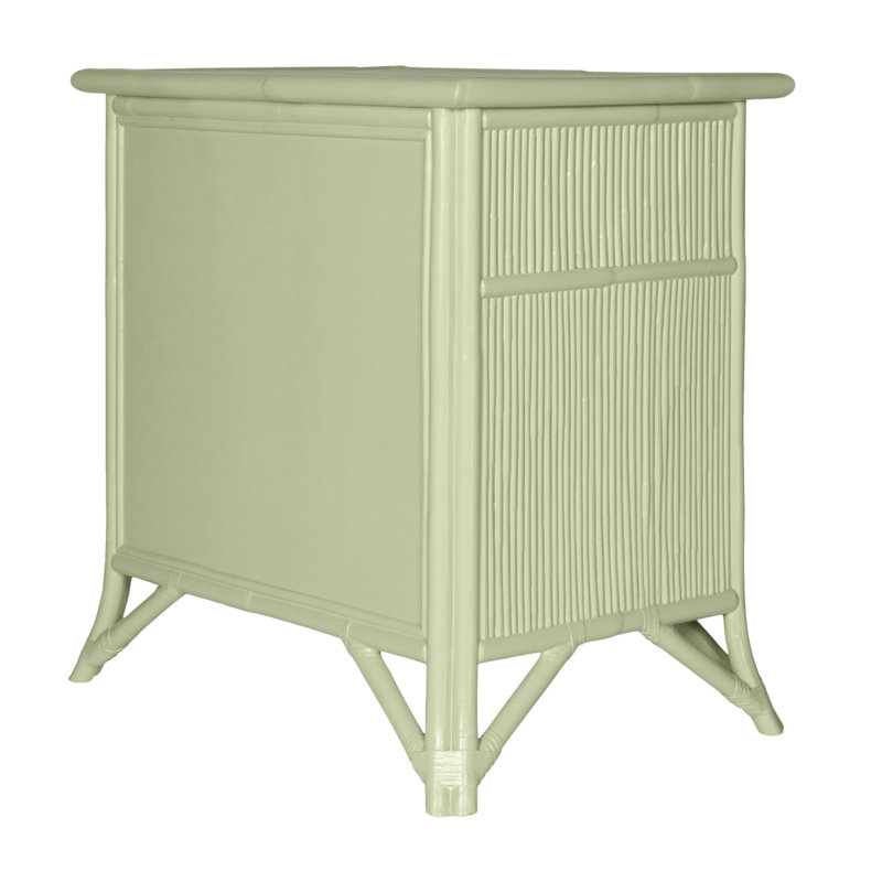 1 - Drawer Rattan Nightstand, Celery Green
