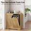 Armoire à linge à double ouverture basculante avec paniers dissimulés et portes cannelées, fini naturel