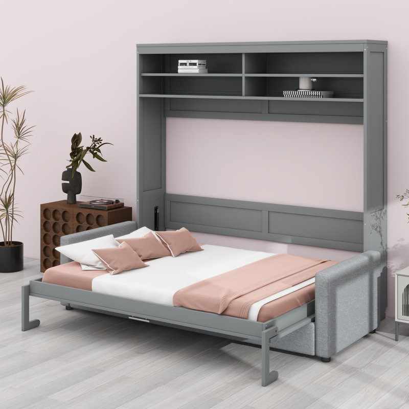 Murphy Bed Wall Bed With Sofa, Gray
