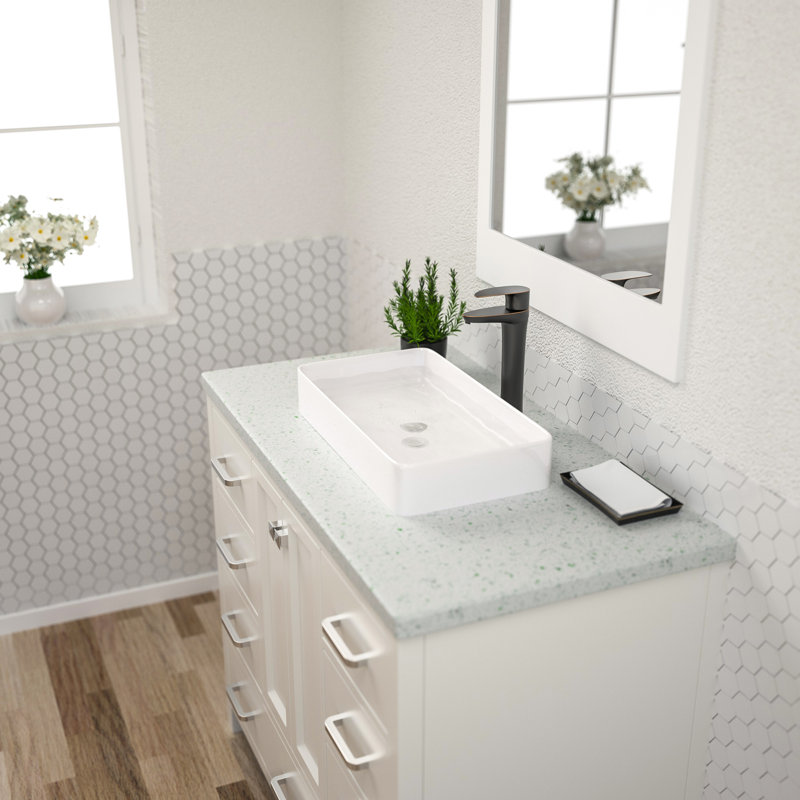 Lavabo de salle de bain rectangulaire en céramique 24 po x 24 po L 24 po x l 14 po