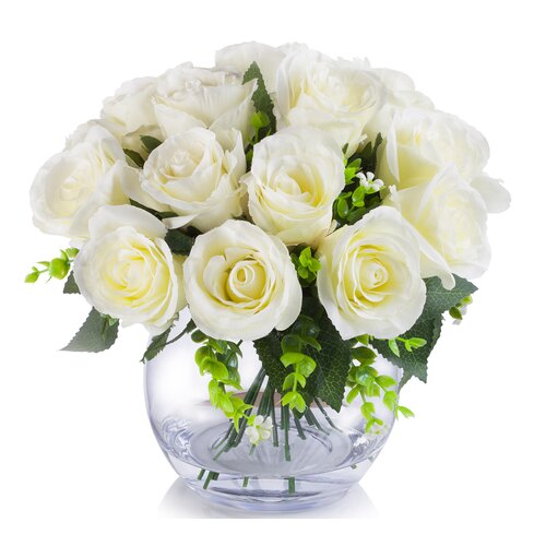 House of Hampton® Silk Rose Arrangement in Pot & Reviews | Wayfair