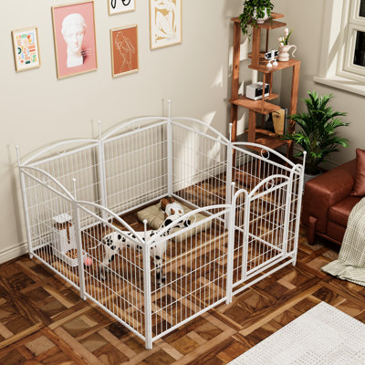 Grand ensemble de clôture en métal pour animal de compagnie, 32 pouces, 8 panneaux, intérieur et extérieur, rouille et stable, pliable, système de enclos pour chien personnalisable, configurations
