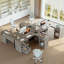 Bureau d'ordinateur de 63 po en forme de L avec multiprise et bureau de rangement en coin-135252064
