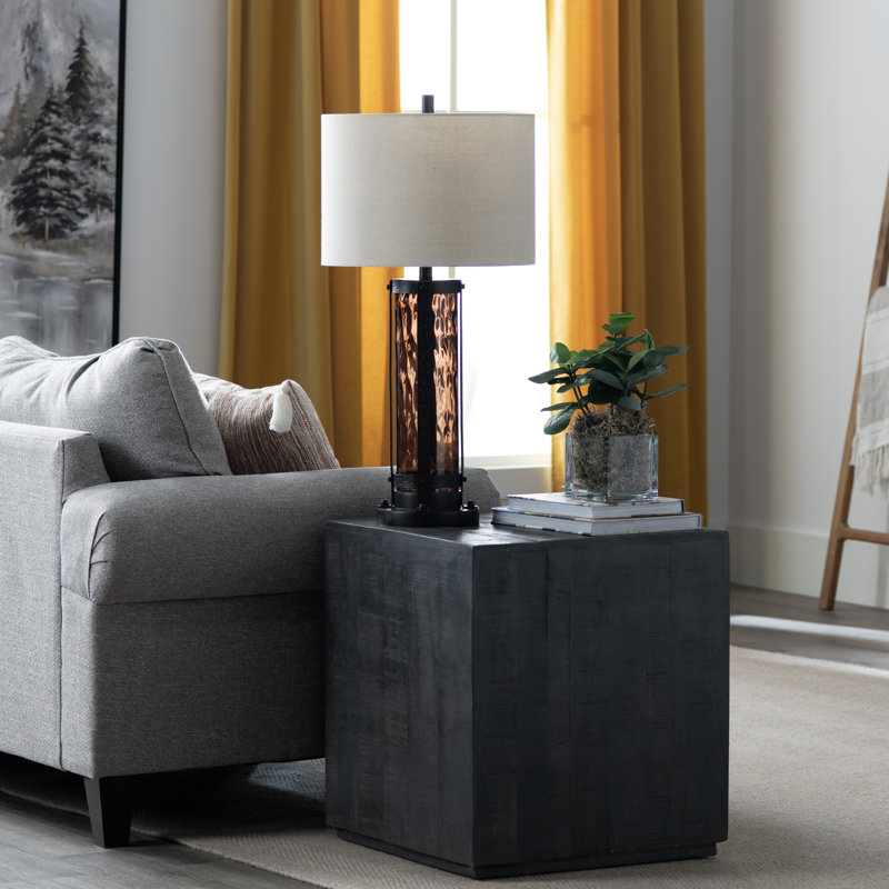 Set Of 2 Crass & Metal Table Lamp With Nighlight And Linen Shade
