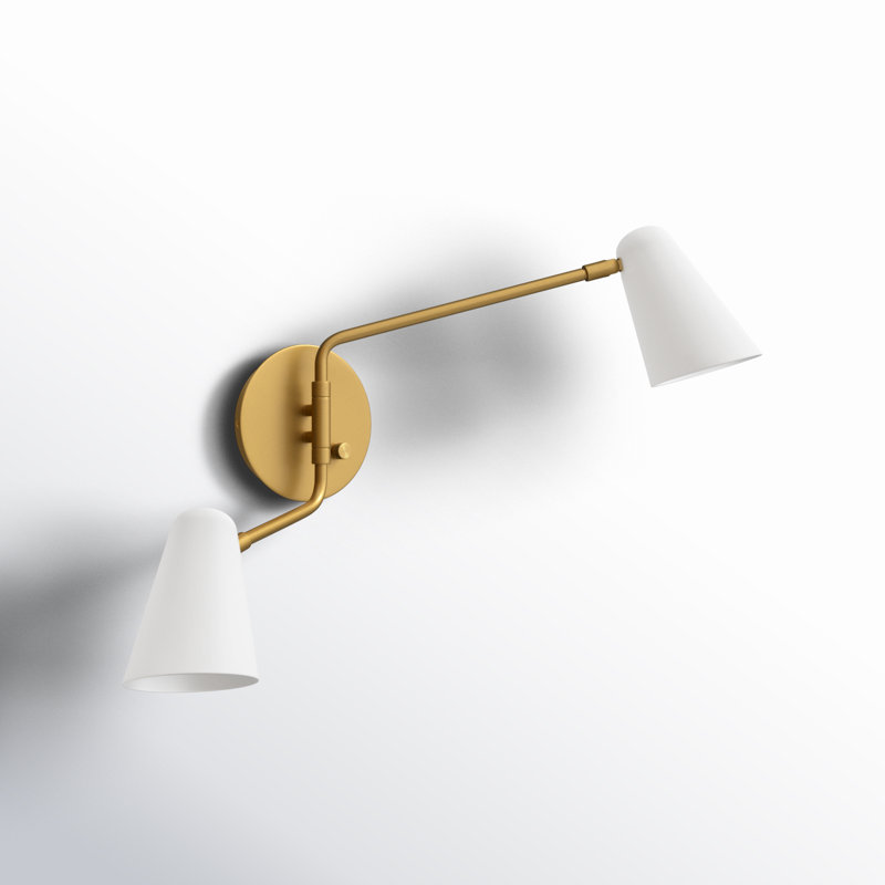 Macie 2 - Light Dimmable Swing Arm, White, Lacquered Brass with Matte White