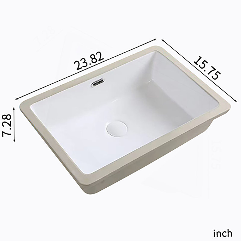 Évier de cuisine encastré, lavabo de cuisine encastré en céramique blanc profond L 24 po x l 16 po sans grille de fond et drain de crépine Eridanus