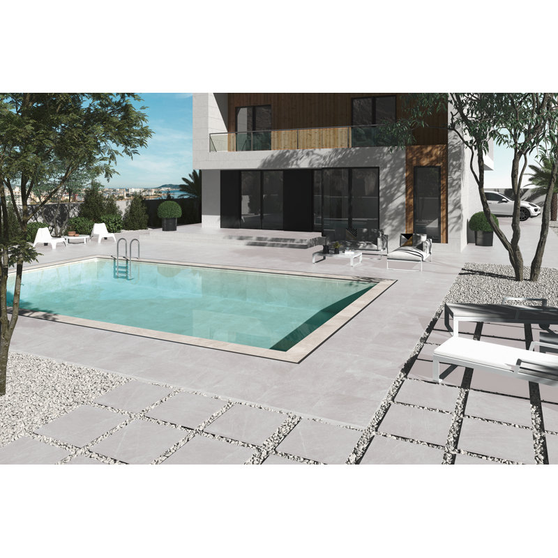 Lane 24" x 24" Porcelain Concrete Look Wall & Floor Tile, White