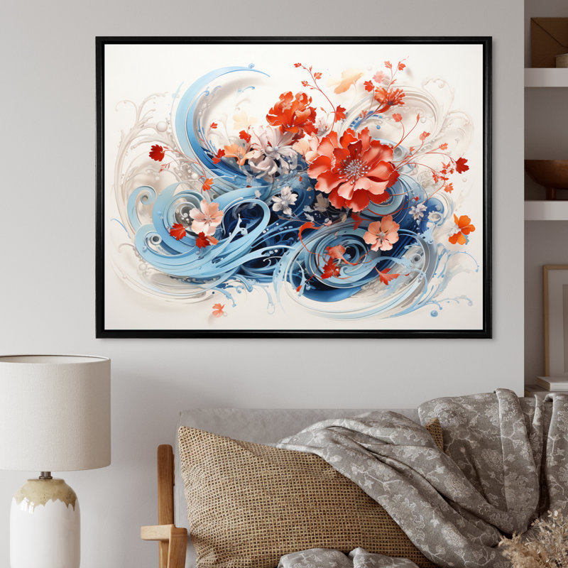 «China Art Calligraphy Essence I» sur toile, H 24 po x l 32 po x P 1 po, Cadre flottant noir