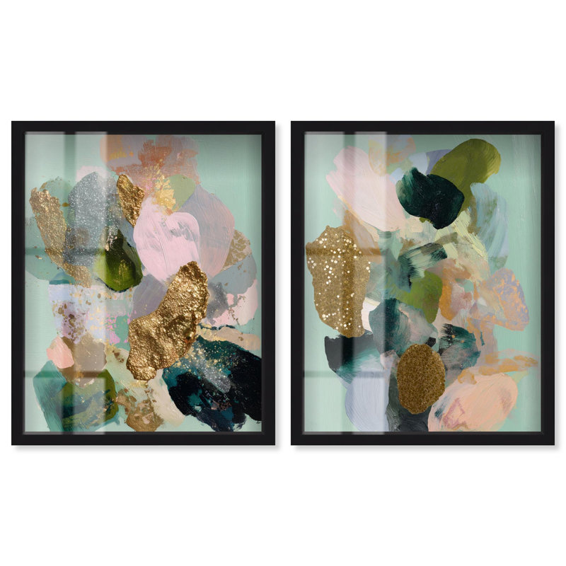 Ensemble de 2 décorations murales bohème Gilded Botanical Dream, H 37 po x l 31 po, Structure noire
