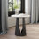 Table d'appoint ronde moderne 17,32 po, table de bout en pierre frittée moderne, base en métal, blanc et noir