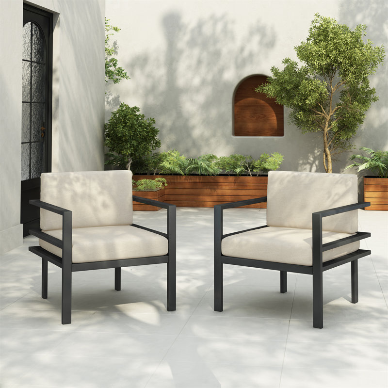 [Ensemble de 2] Méridienne d'extérieur moderne de 27,7 po avec structure en aluminium (excluant la table)