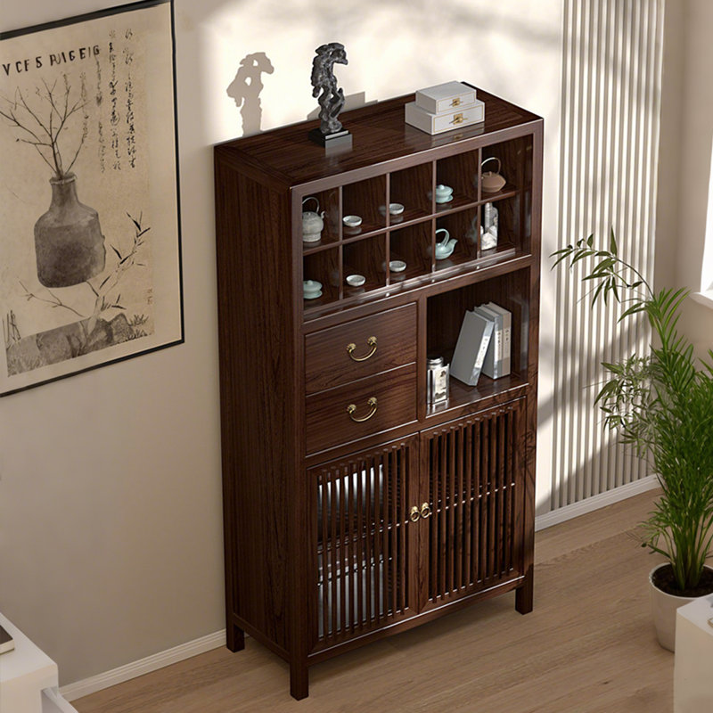 31.5"New Chinese-style walnut display cabinet with storage compartments