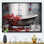 «Red Floral Bath I» - Art mural pour la lessive dans le salon