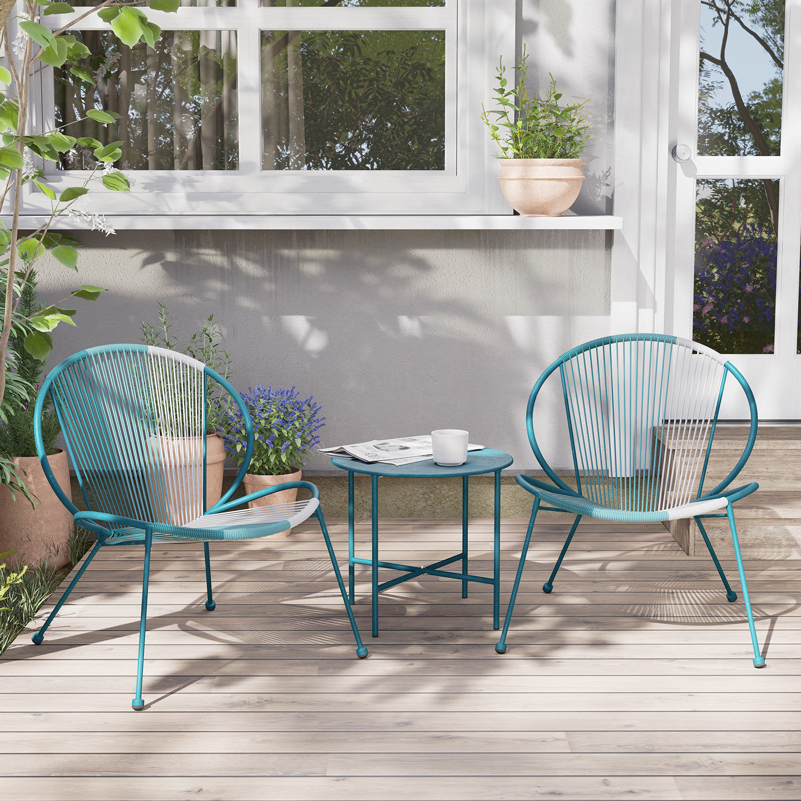 Halcott 2 - Person Patio Conversation Set, Blue