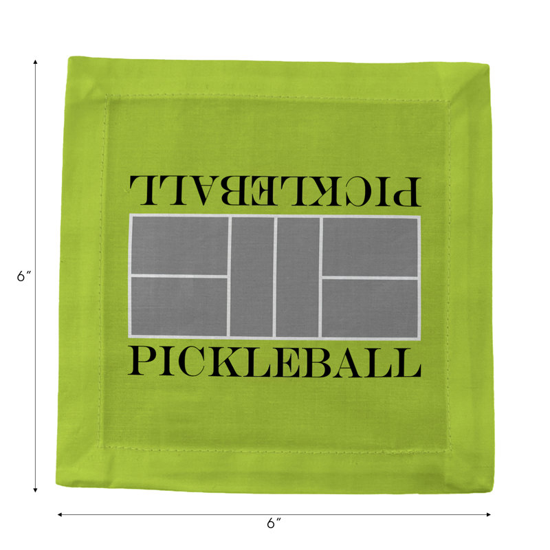 Serviettes de table en satin de coton Pickelball Court, Lime argenté