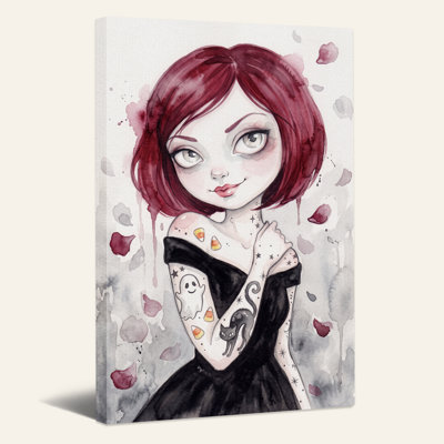 Art mural sur toile, "Fille aux cheveux rouges"