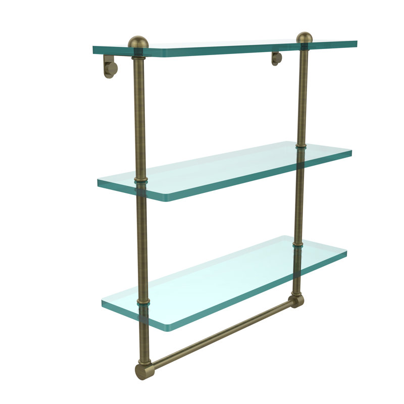 Gober 3 Piece Tiered Shelf with Towel Bar, Antique Brass, 16"