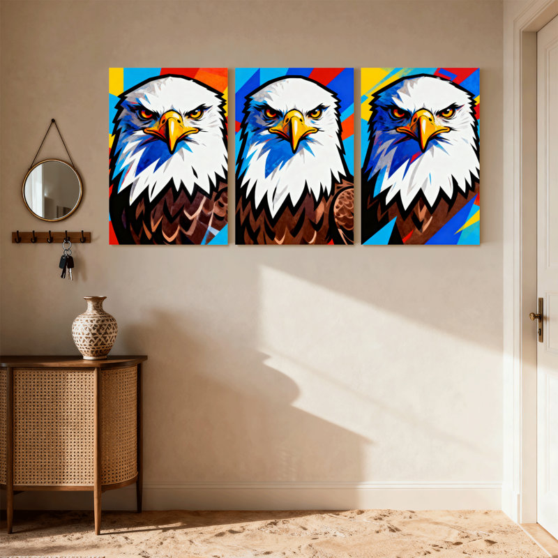 Animaux, aigle à tête blanche, ensemble de 3 impressions sur toile
