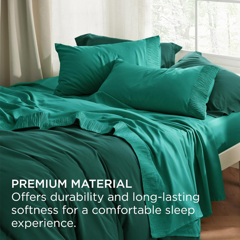 Bedsure Polyester Microfiber Sheet Set Hotel Luxury Sheets, Easy Care Cooling Bed Sheet Set 84GSM(101" x 107")GentleSoft™️